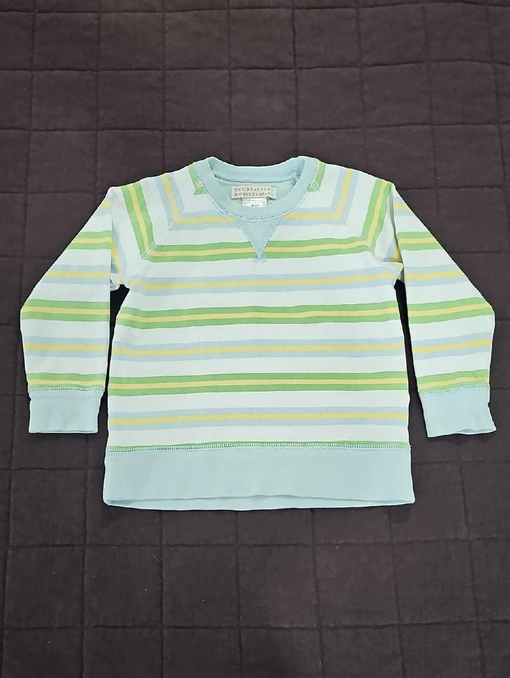 The Beaufort Bonnet Company Mint Striped Crewneck Sweatshirt